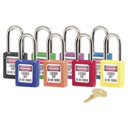 Master Lock Company Zenex™ Thermoplastic Safety Lockout Padlock, 410, 1-1/2 W x 1-3/4 H Body, 3 in H Shackle, KD, Red