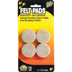 Master Mfg Scratch Guard® Felt Circles, Self-adhesive, Polyester Felt, 3/16 in Thick, 1-1/2 in Dia., Beige, 8/pk