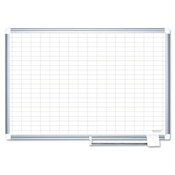 MasterVision™ Grid Planning Board, 1 x 2 Grid, 72 x 48, White/Silver