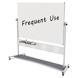 MasterVision™ Magnetic Reversible Mobile Easel, 70 4/5w x 47 1/5h, 80 inh, White/Silver