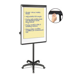 MasterVision™ Silver Easy Clean Dry Erase Mobile Presentation Easel, 44 in to 75-1/4 in High