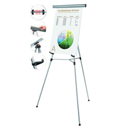 MasterVision™ Telescoping Tripod Display Easel, Adjusts 38 in to 69 in High, Metal, Silver