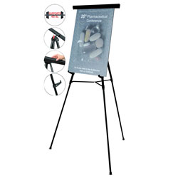 MasterVision™ Telescoping Tripod Display Easel, Adjusts 35 in to 64 in High, Metal, Black