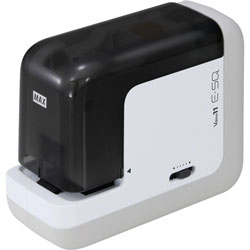 MAX Portable Electronic Stapler - 35 Sheets Capacity - 100 Staple Capacity - 1/4 in Staple Size - 6 x AA Batteries - Black, White