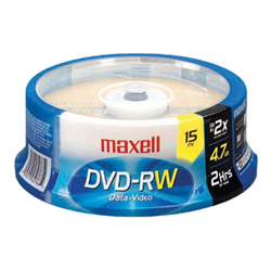 Maxell 4.7 GB Rewritable DVD-RW 15 Spindle