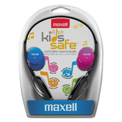 Maxell Kids Safe Headphones, Pink/Blue/Silver