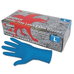 MCR Safety MedTech Exam Gloves, Large, Blue, Latex, 11 mil