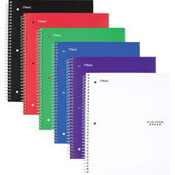 Mead 1-Subject Notebook, 8 in x 10-1/2 in, Wide Ruled, Assorted