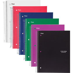 Mead 3-Subject Notebook, 8 in x 10-1/2 in, Wide-Ruled, Assorted