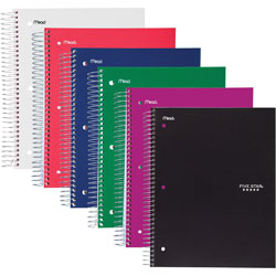 Mead 5-Subject Notebook, 8 in x 10-1/2 in, Wide-Ruled, Assorted