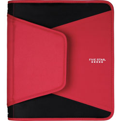 Mead Binder, 3 Round Rings, w/File Pockets, 1-1/2 in Cap, Letter, Red