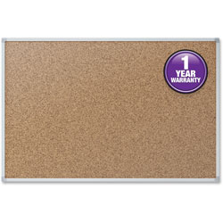 Mead Cork Bulletin Board, 36 x 24, Tan Surface, Silver Aluminum Frame