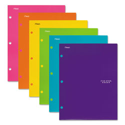 Mead Four-Pocket Portfolio, 8 1/2 x 11, Assorted Colors, Trend Design, 6/Pack