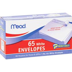 Mead Plain Envelopes, No. 6.75, Self Sealing, White