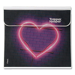 Mead Trapper Keeper 3-Ring Pocket Binder, 1 in Capacity, 11.25 x 12.19, Neon Heart