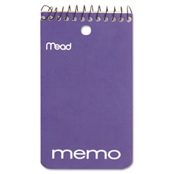 Mead Wirebound Memo Book, Medium/College Rule, 3 x 5, White, 60 Sheets