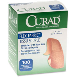 Medline Adhesive Bandages, Flex Fabric, 1"x3", 100/BX