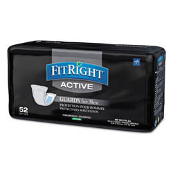 Medline FitRight Active Male Guards, 6 in x 11 in, White, 52/Pack, 4 Pack/Carton