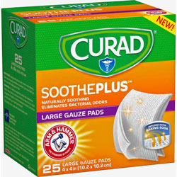 Medline Large Gauze Pads, Soothe Plus, 25-Piece, 4 in x 4 in, Assorted
