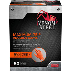 Medline Maximum Grip Nitrile Gloves - Diamond Textured - Orange - 8 mil Thickness - 9.50 in Glove Length
