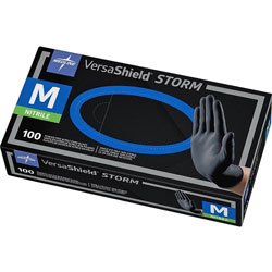 Medline Venom Nitrile Exam Gloves, Medium, Black, Powder-Free, 100/Box