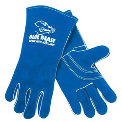 Memphis Glove Blue Beast® Select Side-Split Leather Welding Work Gloves, XL, Blue, Gauntlet Cuff