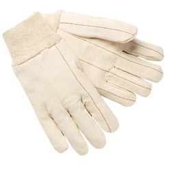 Memphis Glove Double-Palm Hot Mill Gloves, Large, White, Knit-Wrist Cuff