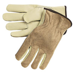 Memphis Glove Dual Leather Industrial Gloves, Cream, Large, 12 Pairs