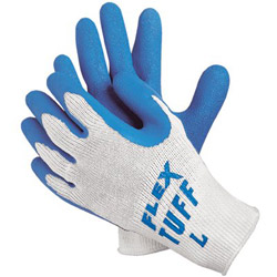 Memphis Glove Flex Tuff Latex Dipped Gloves, Medium, Blue/White