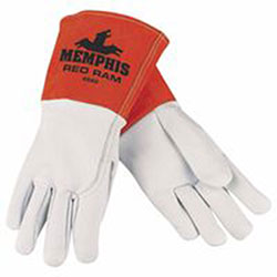 Memphis Glove Goat Mig/Tig Welders Gloves, Prem Grade Goatskin/Split Cowhide, Large, White