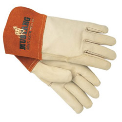 Memphis Glove Mustang Premium Top Grain Cowskin Leather Welding Work Gloves, Medium, Beige/Russet, Gauntlet Cuff