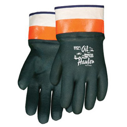 Memphis Glove Oil Hauler Premium Double Dip PVC Coated Gloves, Large, Dark Green