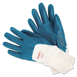 Memphis Glove 9780 Predalite® Light Nitrile Coated Palm Gloves, Large, Blue/White