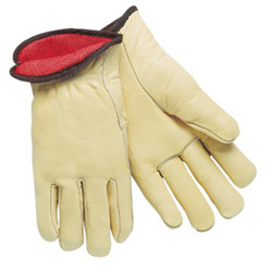 Memphis Glove Drivers Gloves, Premium Grade Cowhide, Large, Red Fleece Lining
