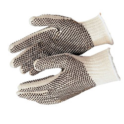 Memphis Glove PVC Dot String Knit Gloves, Large, Natural, 2-Sided Dots