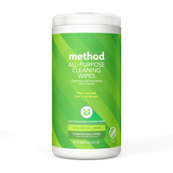 Method Products All Purpose Cleaning Wipes, 1 Ply, Lime and Sea Salt, White, 70/Canister