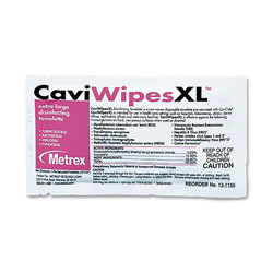 Metrex Disinfectant Wipes, X-Large, Individual Packs, 10 in x 12 in, 50/BX