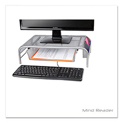 Mind Reader Raise Metal Mesh Monitor Stand with Drawer, 20 in x 12 in x 5.75 in, Silver, Supports 25 lbs