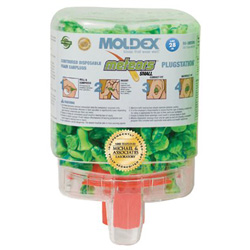 Moldex PlugStation® Earplug Dispenser, Disposable Plastic Bottle, Small Foam Earplugs, Bright Green, Meteors®