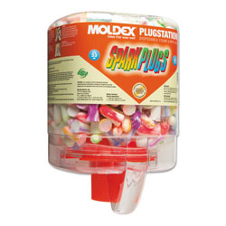 Moldex PlugStation® Earplug Dispenser, Disposable Plastic Bottle, Foam Earplugs, Assorted Color Swirls/Streaks, SparkPlugs®