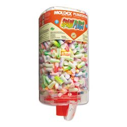Moldex PlugStation® Earplug Dispenser, Disposable Plastic Bottle, Foam Earplugs, Assorted Color Swirls/Streaks, SparkPlugs®