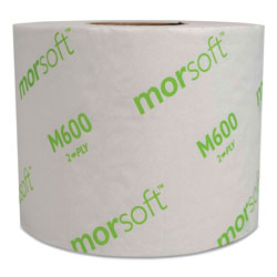 Morcon Paper Morsoft Controlled Bath Tissue, Septic Safe, 2-Ply, White, 3.9 in x 4 in, 600 Sheets/Roll, 48 Rolls/Carton