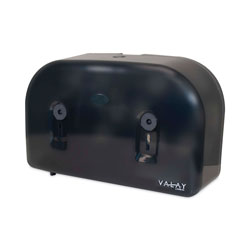 Morcon Paper Valay Plastic Mini Jumbo Bath Tissue Dispenser, Two Rolls, 9.75 x 15.87 x 5.25, Black