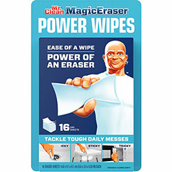 Mr. Clean Magic Eraser Power Wipes, Wipe, 3.50 in Width x 5.80 in Length, 16/Box, Light Blue