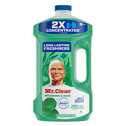 Mr. Clean Multipurpose Cleaning Solution with Febreze, Meadows and Rain, 64 oz Bottle, 4/Carton