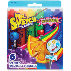 Mr. Sketch® Scented Washable Markers, Chisel Pt, 6/ST, Ast