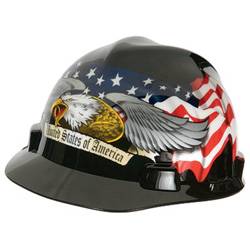 MSA Freedom Series™ V-Gard® Helmet, Fas-Trac Ratchet, Cap, American Eagle