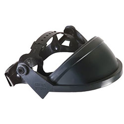 MSA Defender+ Faceshield Frames, General Purpose, Black, Headgear, 13 1/4 in x 4 3/4 in