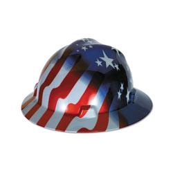 MSA Freedom Series™ V-Gard® Helmet, Fas-Trac III, Slotted, American Stars & Stripes