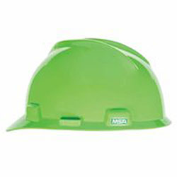MSA V-Gard® Protective Cap, Fas-Trac Ratchet, Slotted, Bright Lime Green